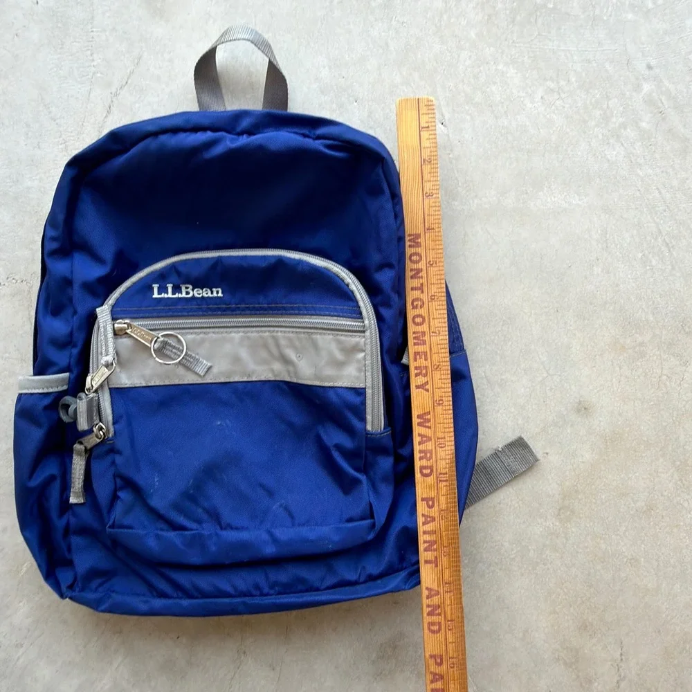 Vintage LL Bean Kids Backpack Royal Blue School Bag Reflective Trim